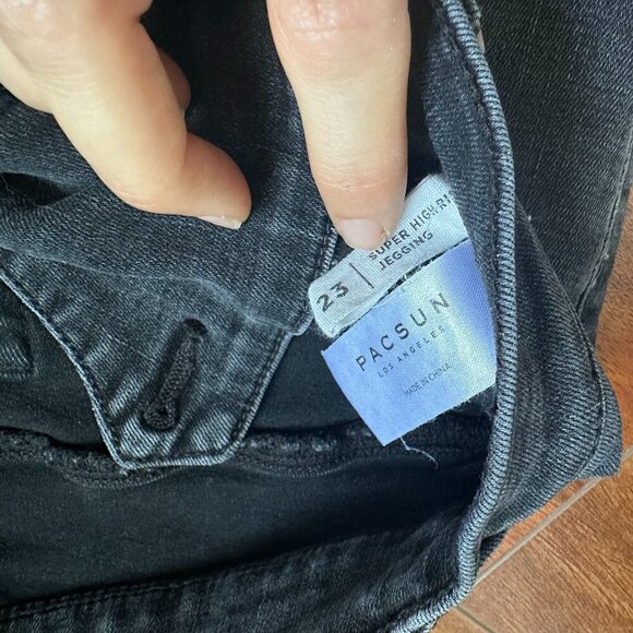 Pacsun super high rise tie front black jeggins size 23 - Picture 4 of 5